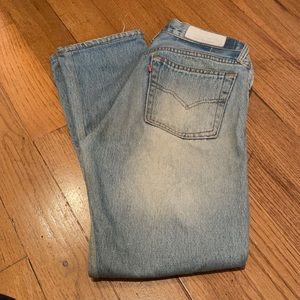 RE/DONE cropped jeans in med/light wash